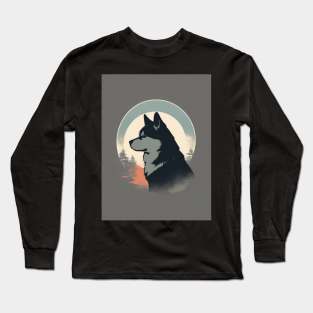 Akita Dog 2 - Japanese Retro Style Long Sleeve T-Shirt